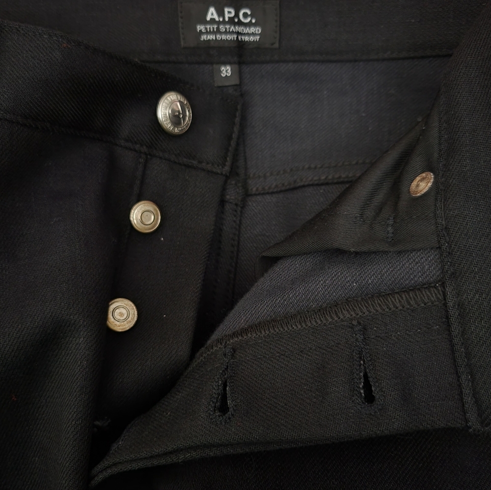 A.P.C. Petit Standard Black Jeans Size 33 Stretch Denim Slim Straight - Picture 8 of 8